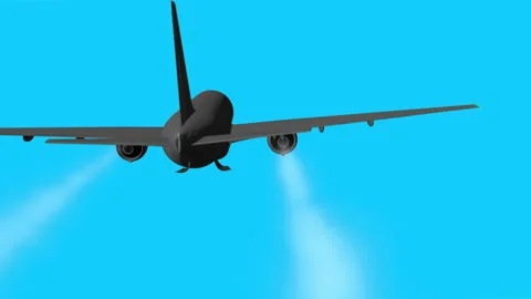 A flying 3D model of an airplane with working turbines Stock Footage 137590115