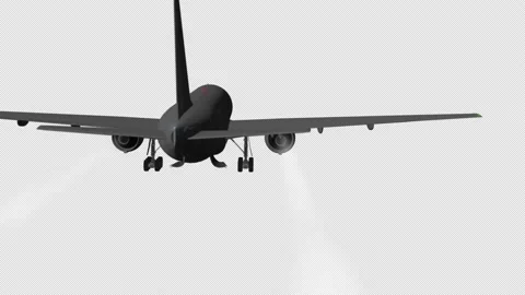 A flying 3D model of an airplane with working turbines, alpha channel Stock Footage 137598926