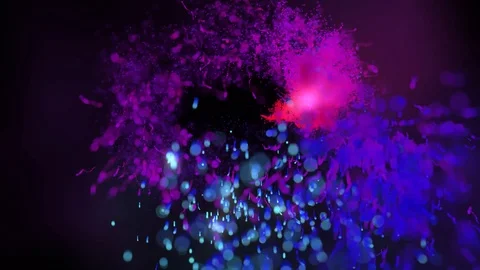 Flying 3D pink particles in circles changing color in to purple, blue Stock Footage 112579176