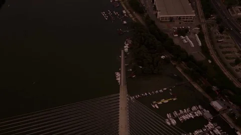 Flying above ada bridge 4k 스톡 동영상 73896544