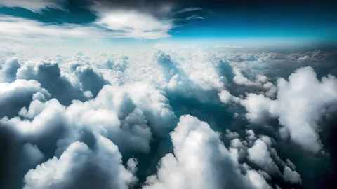 Flying above beautiful blue clouds Stock Footage 233074833
