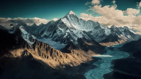 Flying above beautiful mountain range Stock Footage 234070023