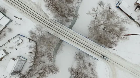 Flying above bridge over river. Stock Footage 59788541
