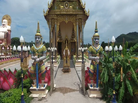 Flying Above Buddhist Temple Stock Footage 74630306