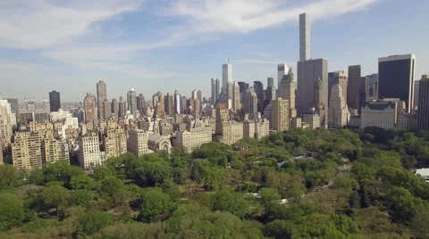 Flying above the Central park in New York city. Amazing aerial picture. 4K Stock Footage 63148146