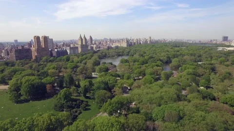 Flying above the Central park in New York city. Amazing aerial picture. 4K 库存影片 63148726