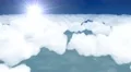 Flying above clouds abstract cartoon aeroplane airplane sky stratosphere 4k 4k or 4k+ Resolution