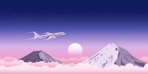 Flying above the clouds Stock Illustration