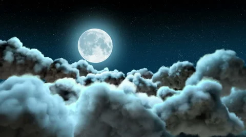 Flying Above the Clouds at Night Video stock 40633367