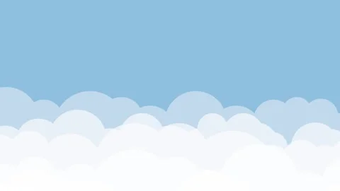 Flying above the clouds. Seamless loop of fluffy white clouds against a cal.. Stock Footage 266394214