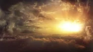 Flying Above The Clouds Toward The Sunset. Stock Footage