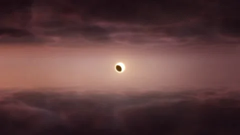 Flying Above Clouds Towards Total Solar Eclipse Stock Footage 305766913