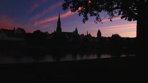 Flying above the danube in Ulm Stock Footage 108863754