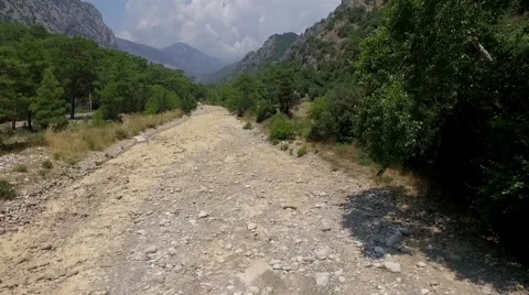 Flying Above Dry River Stock Footage 52529368
