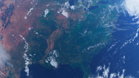 Flying Above The Eastern United States, North America from Space Orbit. Eart Stock-Footage 330044178
