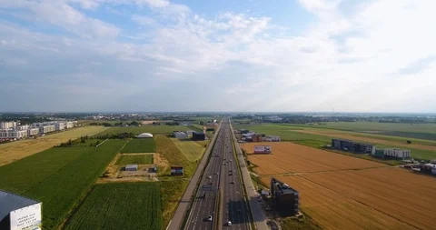 Flying Above Endless Highway Stock Footage 92364283