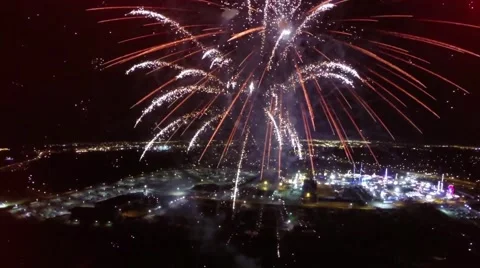 Flying above Fireworks Stock Footage 47709436