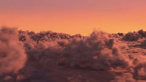 Flying above the golden sunset clouds seamless loop Stock Footage 77332877