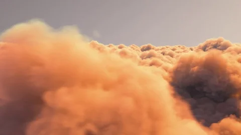 Flying above golden sunset clouds seamless loop Stock Footage 77360084