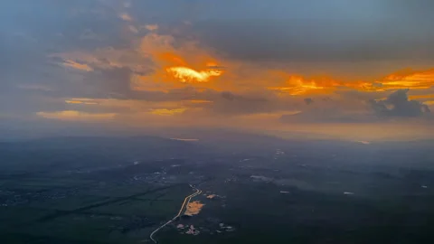 Flying above the ground in the clouds Stock Footage 302071854