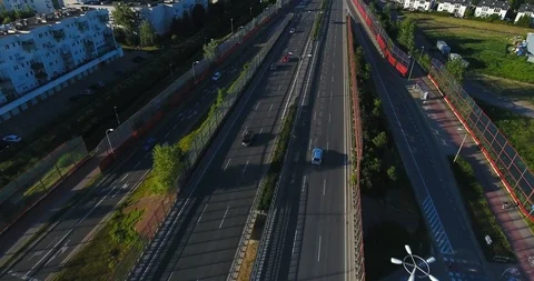 Flying Above Highway On Sunset Stock Footage 91104191