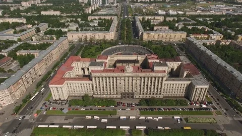 Flying above House of Soviets in St. Petersburg, Russia Stock Footage 78620952
