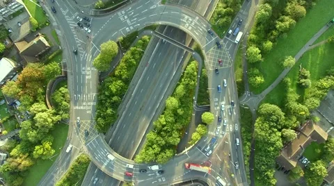 Flying above huge roundabout Stock-Footage 55222571