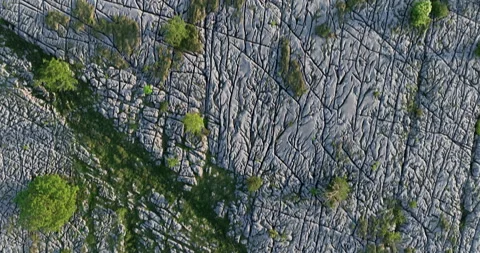 Flying above limestone pavement in Yorkshire Dales Video stock 284027006
