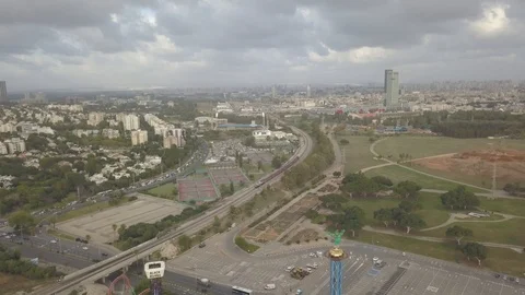 Flying above luna park in Tel Aviv 4k dcinelike ungraded flat Stock Footage 89706448