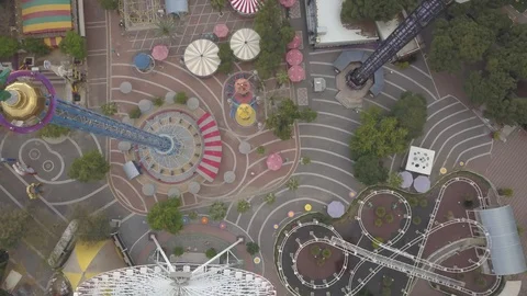 Flying above luna park in Tel Aviv 4k dcinelike ungraded flat Stock Footage 89706499
