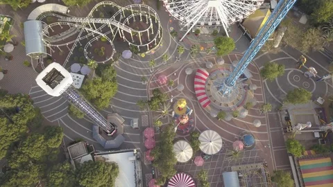 Flying above luna park in Tel Aviv 4k dcinelike ungraded flat Stock Footage 89707218
