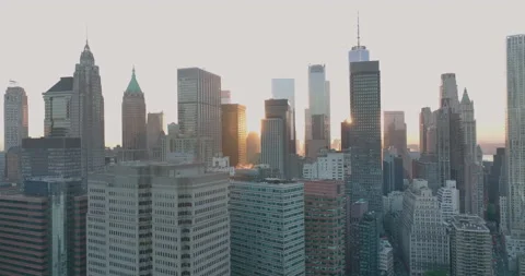 Flying above Manhattan buildings, New York City Stock Footage 197442472