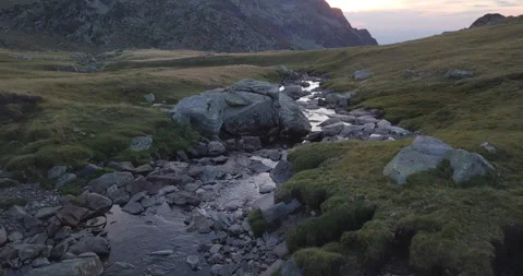 Flying Above Mountain Stream Rila Bulgaria Stock Footage 161710704