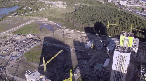 Flying Above Multi-storey Unfinished Building Stock Footage 67643978
