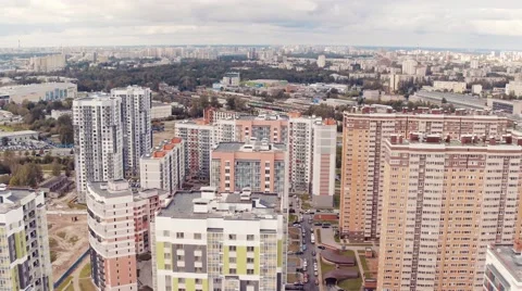 Flying Above Multi-storey Unfinished Building Stock Footage