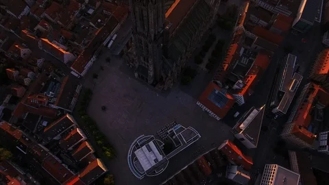 Flying above the Münsterplatz in Ulm Stock Footage 108879968