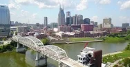 Flying Above The Nashville Bridge Drone Footage Stock Footage