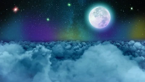 Flying above night clouds loop 動画素材 131018670