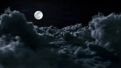 flying above the night dark clouds with ... | Stock Video | Pond5
