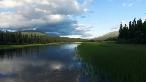 Flying above River in Canada Stock Footage 80568503