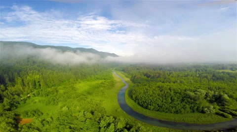 Flying above the river Stock Footage 64099150