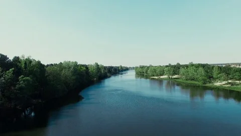 Flying above river Video stock 75355684