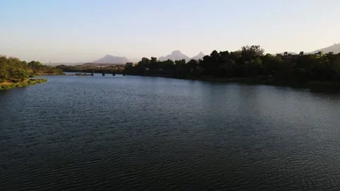 Flying Above the river Video stock 156489378