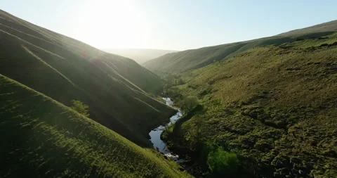 Flying above a river in Yorkshire Dales Stock Footage 335077573