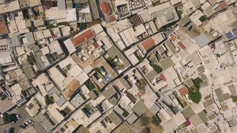 Flying above roofs of Lindos Stock Footage 80378560