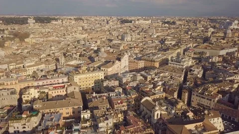 Flying above roofs of Rome Stock Footage 84833563