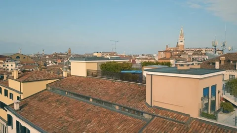 Flying above roofs of Venice Stock Footage 87708451