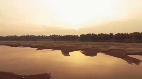 Flying Above Sand River Coast Stock Footage 56171007