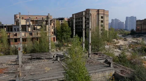 Flying Above The Sandpit And Unfinished Buildings Stock Footage 62742853