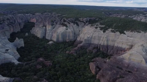 Flying Above Serra da Capivara: Brazil's Ancient Caatinga Landscape Stock Footage 336983494